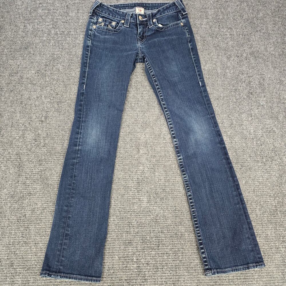Vtg True Religion Johnny Jeans 28 Womens Beaded Horseshoe Bootcut Low Rise USA